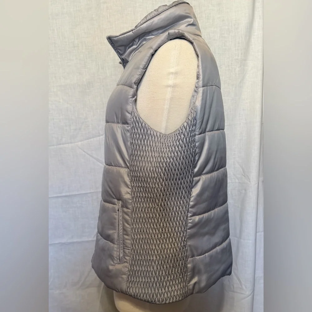 Liz Claiborne Metallic Gray Puffer Vest Xl - Picture 2 of 4
